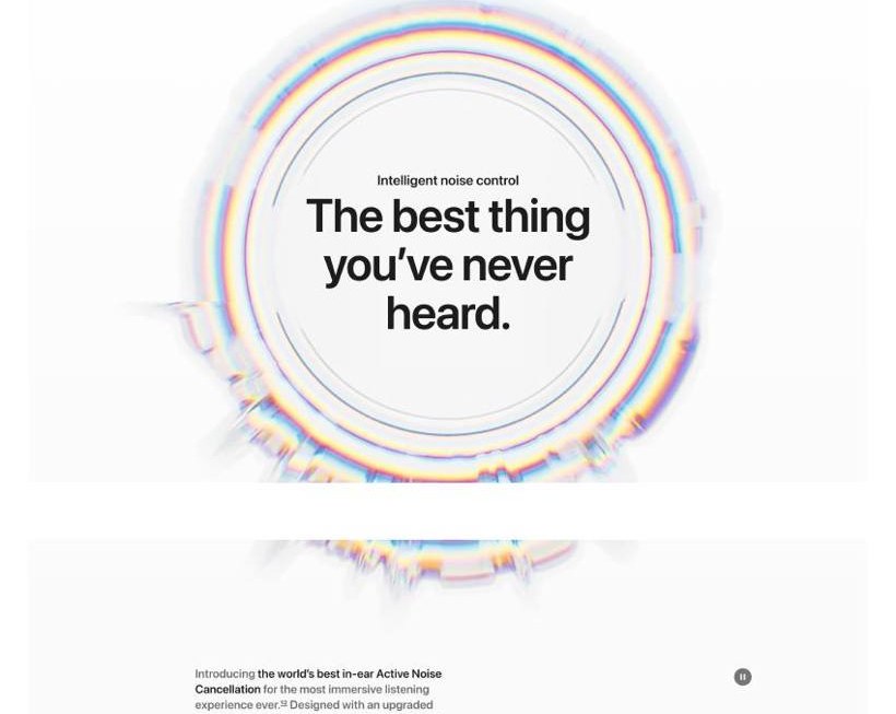 Secțiune Apple cu un titlu-afirmație scurt pe fundal deschis